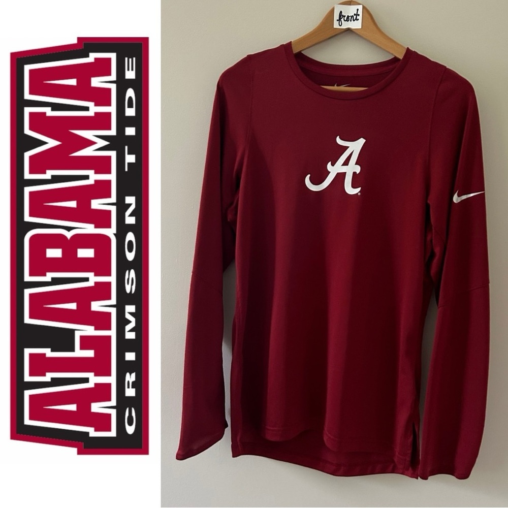 Nike Alabama Crimson Tide Long Sleeve Crewneck - Crimson with White Logo